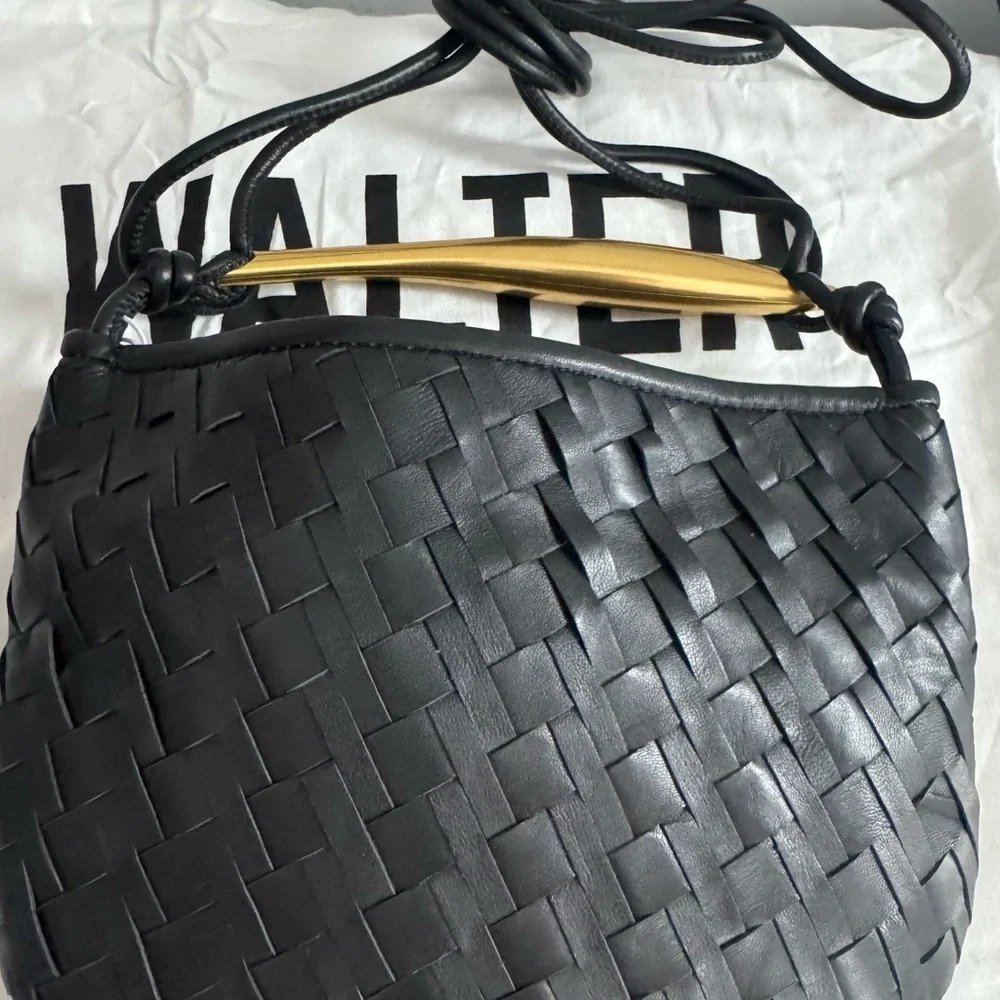 Walter Baker Black and Gold Woven Women's Bag